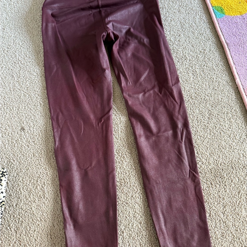 Burgundy Faux Leather Leggings